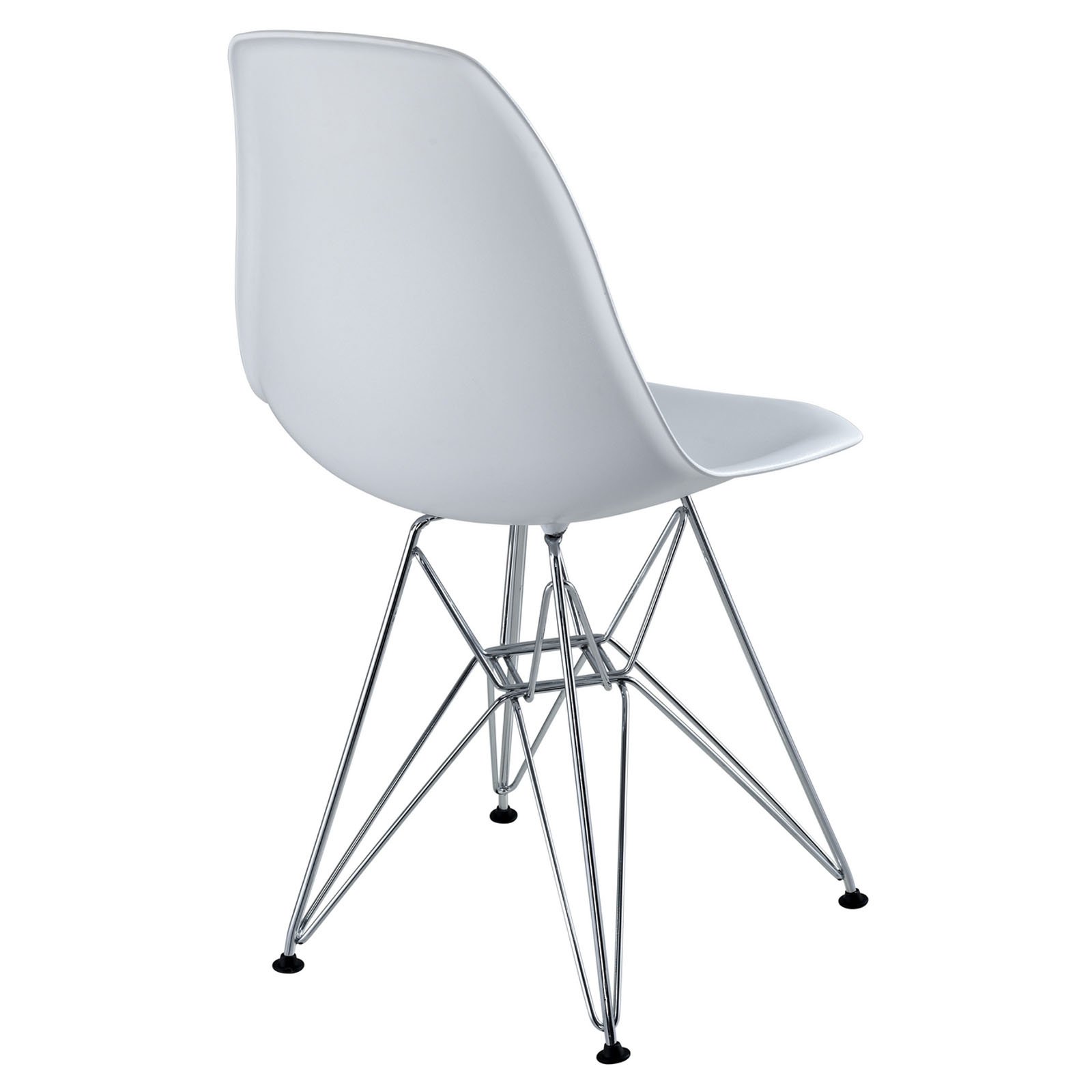 (Incomplete Missing Legs) Modway Paris Mid-Century Modern Molded Plastic Dining Chair with Steel Metal Base in White, One