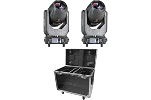 IMRELAX 2-Pack Beam 250W DJ Moving Head Lights with Flight Case Super Bright Stage Lights 16/18 DMX Channels Rainbow Effect R