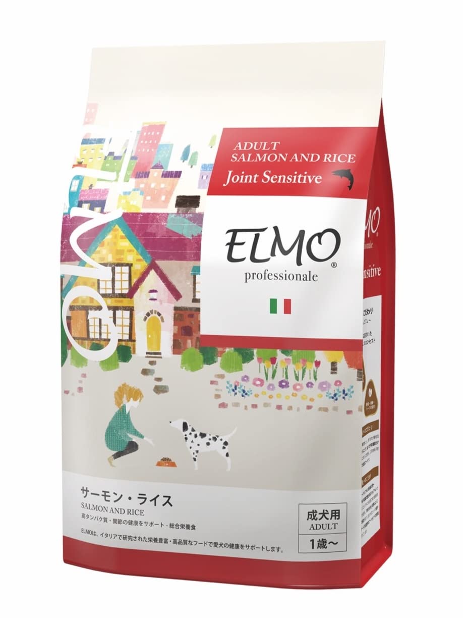 【成犬用 イタリア製ドッグフード 3kg】ELMO エルモ アダルト サーモン＆ライス ジョイント センシティブ プロフェッショナーレ 3kg サーモン お米 免疫力 関節 健康 股関節 膝 ドライフード 魚 ご飯 餌 小型 中型 大型 体重 人工保存料 人工着色料不使用商品画像