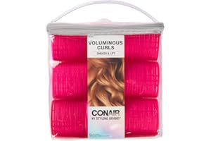 Conair Heatless Curls - Extra Large Hair Rollers - heatless overnight curlers for long lengths - volumized waves - Hot Pink - 9 Count w/storage case