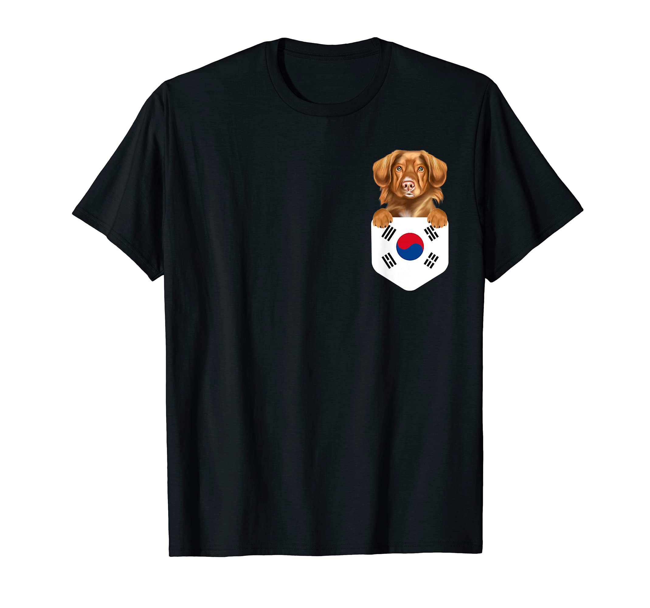 South Korea Flag Duck Tolling Retrievers Dog In Pocket T-Shirt