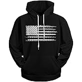 H HYFOL Graphic Hoodies for Men USA Flag American Patriotic Long Sleeve Pocket Pullover Sweatshirts