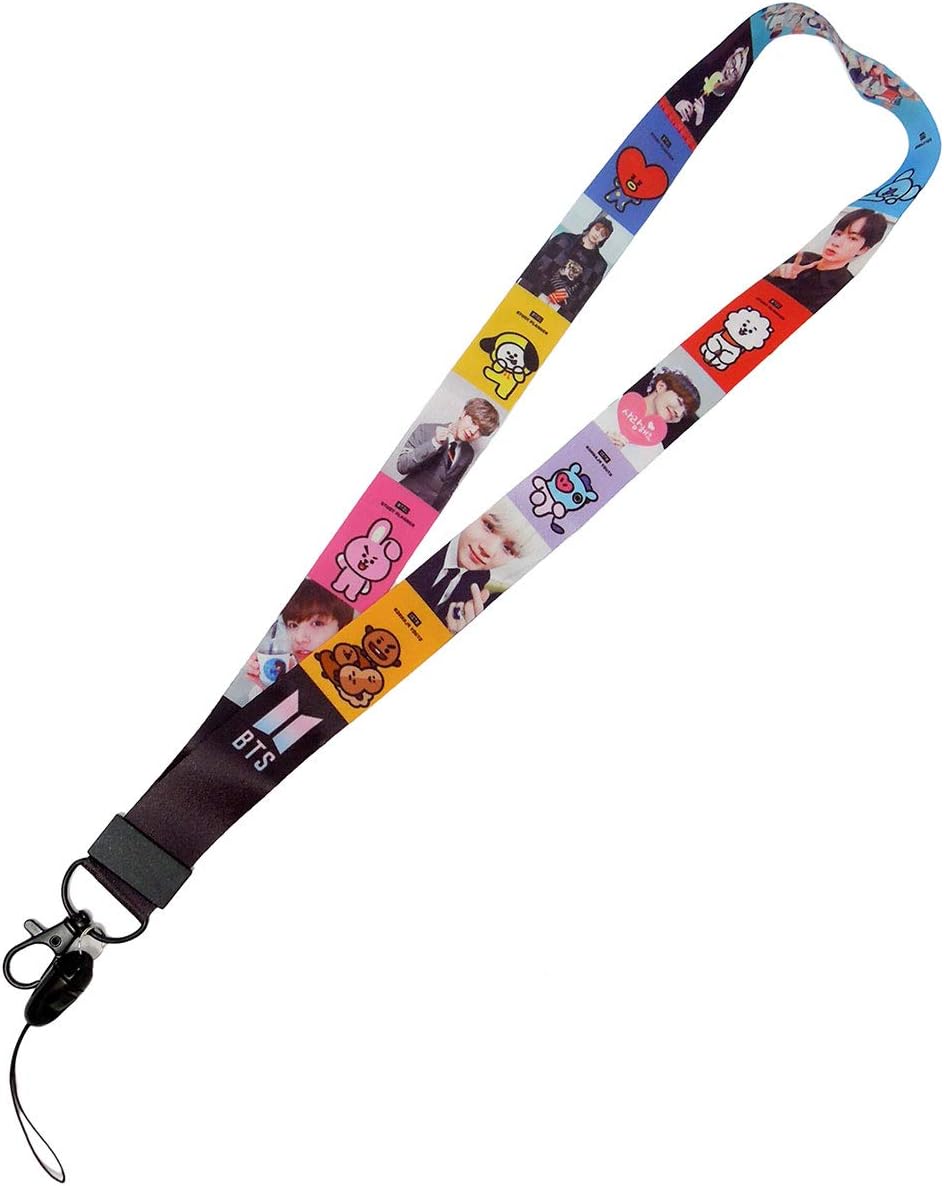 BTS Bangtan Boys Carton Lanyard Keychain ID Badge Holder Neck Strap (BTS Multi)