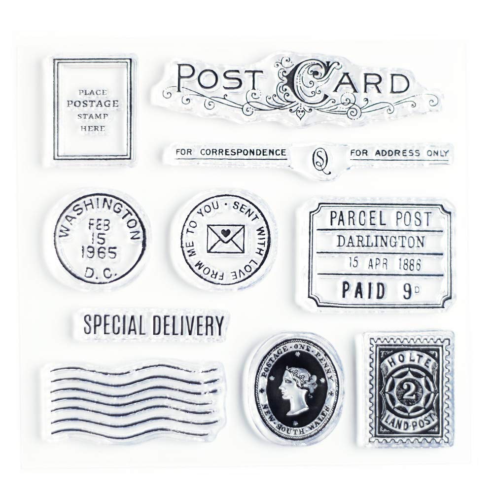 Wintertime Crafts Special Delivery Clear Stamps 4x4 inch by for Scrapbooking, Art Journals and Letter Writing, Postcard and Postage Stamps