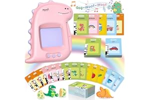FLUESTON Toddler Toys Talking Flash Cards, Learning Toys for 1 2 3 4 5 Year Old Girls Boys, Kids Gifts Dinosaur Educational Montessori Pocket Speech Therapy 224 Sight Words Autism Sensory Toys