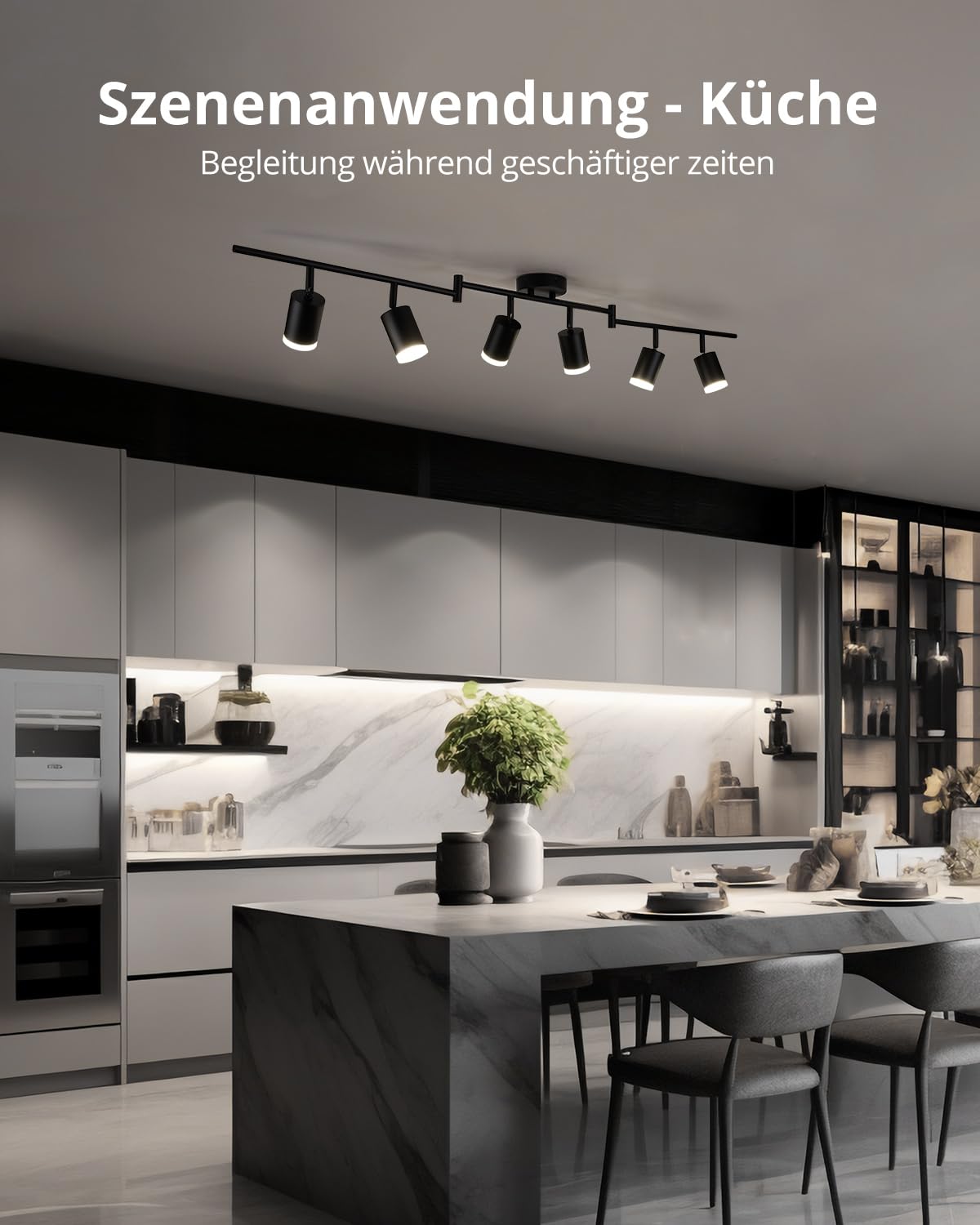 Bojim Deckenstrahler LED 6 Flammig Spot Wohnzimmer Schwarz Präzise Kräftige Beleuchtung, Deckenleuchte Schwenkbar Deckenlampe GU10 Modern Lampen Wohnzimmerlampe Küchenlampe Bürolampe,Ohne Leuchtmittel 6
