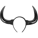 Abaodam Horn Headband, Black Devil Ox Horn Headband in Plastic Material, Halloween Cosplay Costume Party Headpiece for Girls, Women, and Men
