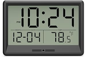 XUANZIT Digital Wall Clock Battery Operated, 8 Inch Small Wall Clock with Large Display, Temperature and Date | Simple Desk Clock | Silent Wall Mount Digital Clock for Bedroom, Kitchen, Living Room, Office