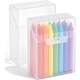 Clabby 2 Pcs Clear Plastic Crayon Boxes Hold 24 Count, Clear | Organizer Box, Case, Colorful, Portable Storage Holder with Snap Lid, for Kids Boys Girls School Classroom Home Art Supply