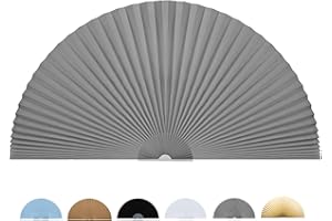 Jlong Arch Half Circle Window Shade Pleated Blinds No Tools Light Filtering Pleated Fabric Shade Arched Window Curtains for Home Living Room Bathroom Bedroom Kitchen Office, Easy to Cut and Install