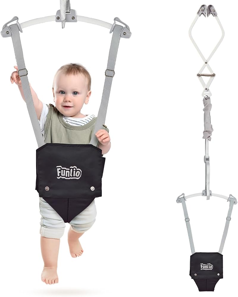 FUNLIO Baby Door Jumper 6-24 Months with Door Clamp 40 Lb Bearing Black