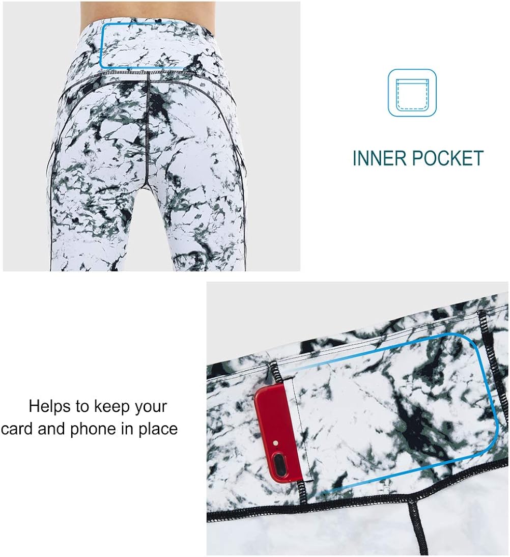 THE GYM PEOPLE Thick High Waist Yoga Pants with Pockets, Tummy Control Workout Running Yoga Leggings for Women: Clothing