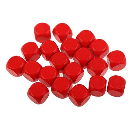 Sharplace 20er-Set 16mm Leerer Holzwürfel D6 Sechsseitig, Diy Blanko Würfel - Rot