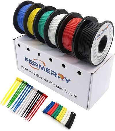 Fermerry 20 AWG Silicone Stranded Wire 25ft Pack 6 Colors Kit 150ft