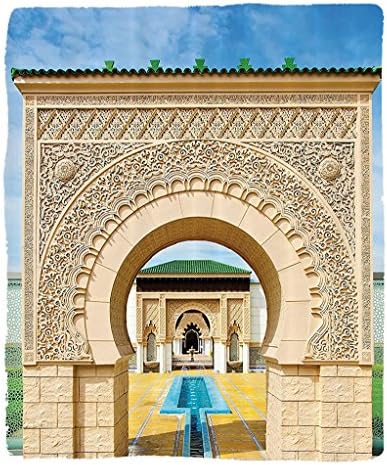 Chaoran 1 Fleece Blanket on Amazon Super Silky Soft All Season Super Plush Arabian Decor etTraditional Moroccan Architecture in African Islamic Easttyle with Carving Flower Photo Accessories Extra