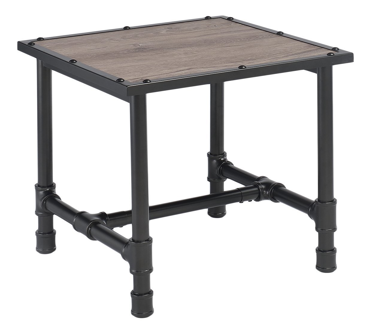 MajorQ Industrial Style End Table for Living Room, Rectangular, Wood