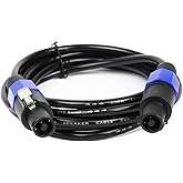 HBU 10 Feet Speakon to Speakon Cable Compatible NL4FC Port - 10ft. Studio Stage Speak-On Cable with Twist Lock for PA DJ Live Performance Wire - 2 Conductor