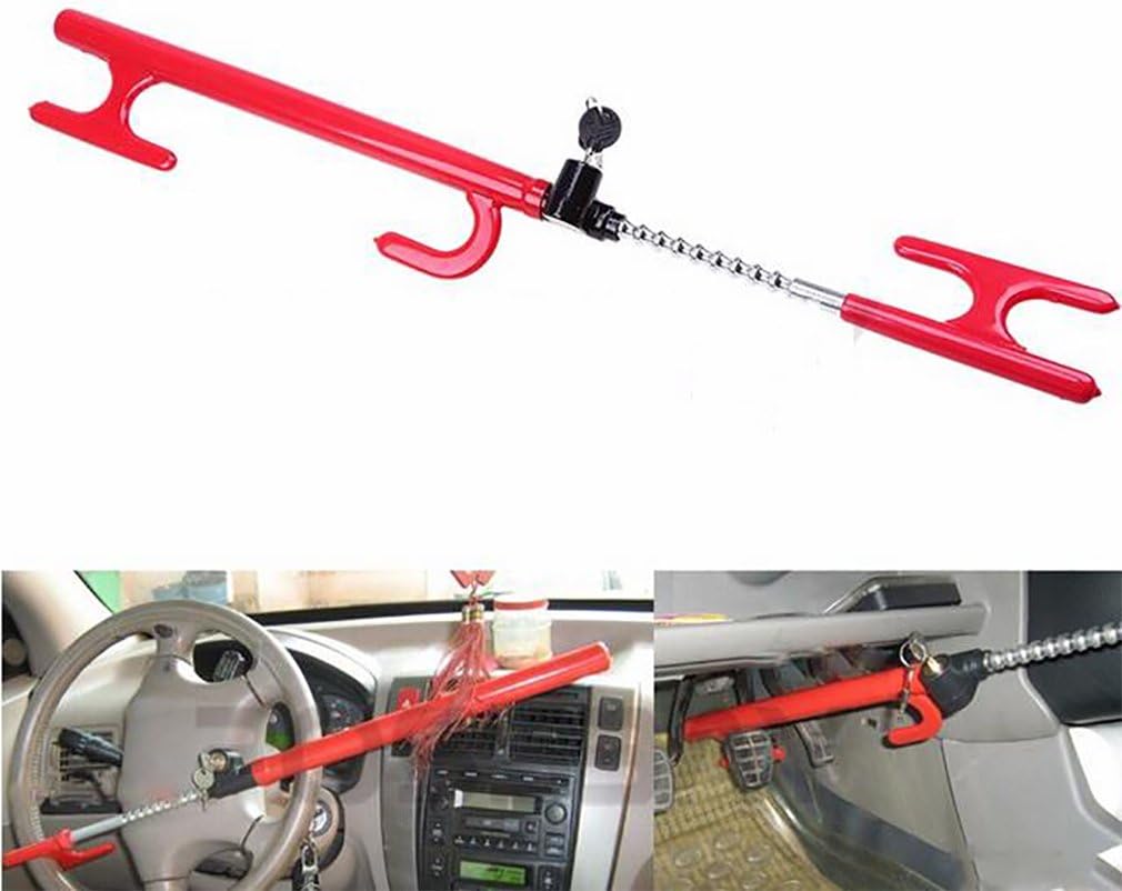 Steering Wheel Lock Red Adjustable Car Brake Clutch Pedal Locktruck Van Car SUV Anti Theft Security Device Accessories