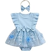 Newborn Infant Baby Girls Romper Dress Summer Jumpsuits Clothes Knitted Tutu Mesh Floral Skirt with Headband