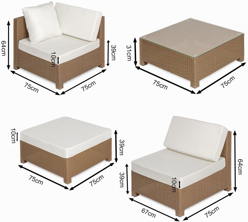 Amazon Com Tectake Luxury Rattan Aluminium Garden Furniture Sofa Set Outdoor Wicker Brown Garden Outdoor