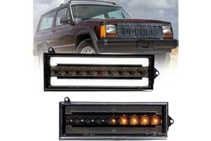 2PCS Sequential Led Front Turn Signal Lights for 1984-1996 J'eep Cherokee XJ 84-90 Wagoneer 86-92 Comanche MJ Amber Led Bumpe