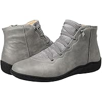 Womens Flats Boots Side Zipper Leather Ankle Booties Comfortable Outdoor Anti-Slip Waterproof Shoes