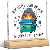 Dumpster Fire Desk Decor, Dumpster Fire Desk Accessories, Funny Office Decor, Coworker Gifts, Inspirational Gifts for Women Men Boss Friend, Acrylic Plaque for Home Office Tabletop Shelf