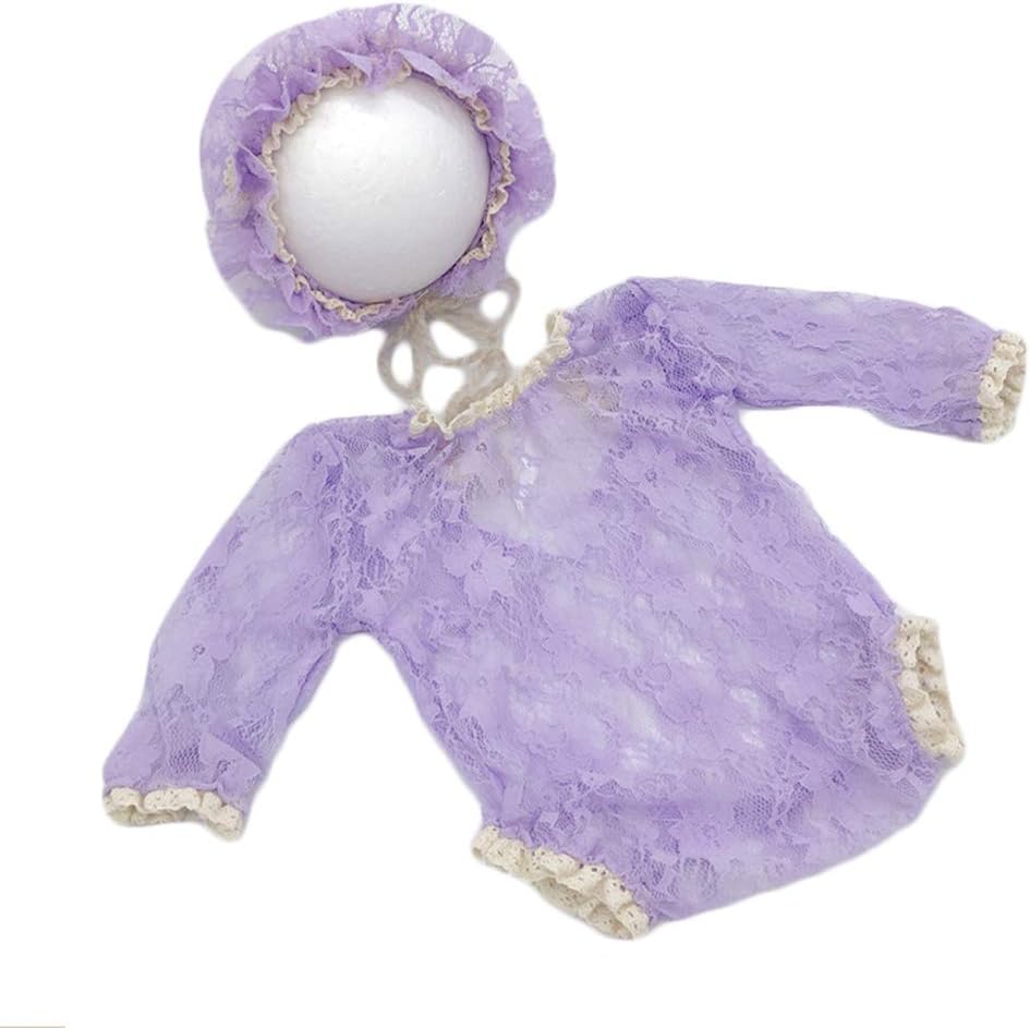 Baby Photography Props Lace Hats Rompers Newborn Girl Photo Shoot Outfits Hat Set Infant Princess Costume