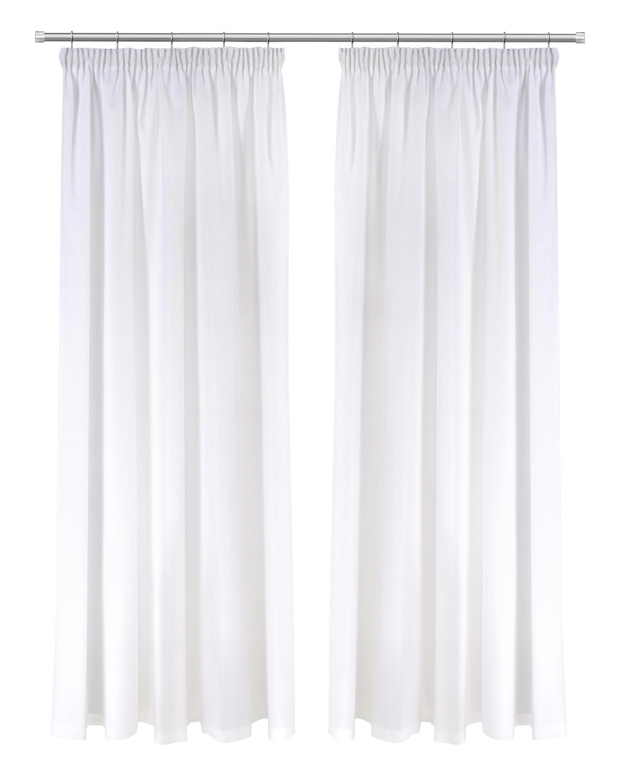 Emma Barclay Lined Pencil Pleat Voile Curtain Pair in White - Width 66 x Drop 72" (168 x 183cm)
