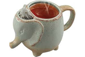 HAPPINESS APPLY HERE Ceramic 15oz Elephant Tea Mug Green