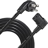 KUNCAN Universal Computer Power Cord - 6FT / 1.8m NEMA 5-15P Flat Plug to IEC 60320 C13 Left Angle Type Connector 18 AWG Cabl