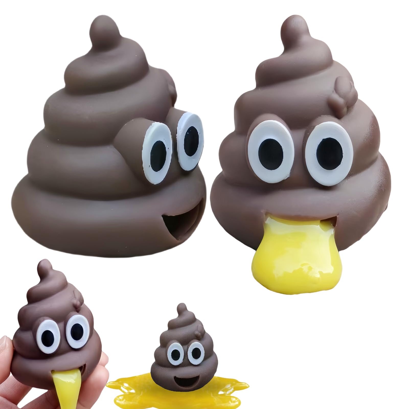 2Pcs Vomiting Poo Stress Ball Squishy Poo Toys for Stress Relief,The Puking Ball Fake Poop Sick Toy Sensory Toy,Poo Prank Toys Funny Poo Joke Gifts for Kids Adults Teenage Christmas Stocking Filler