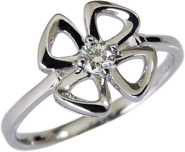 Amazon 真珠の杜 ダイヤモンド Pt900プラチナ 花 フラワー リボン クローバー モチーフ 可愛い Diamond ダイヤ Flower 四つ葉 リング レディース 10号 リング 通販