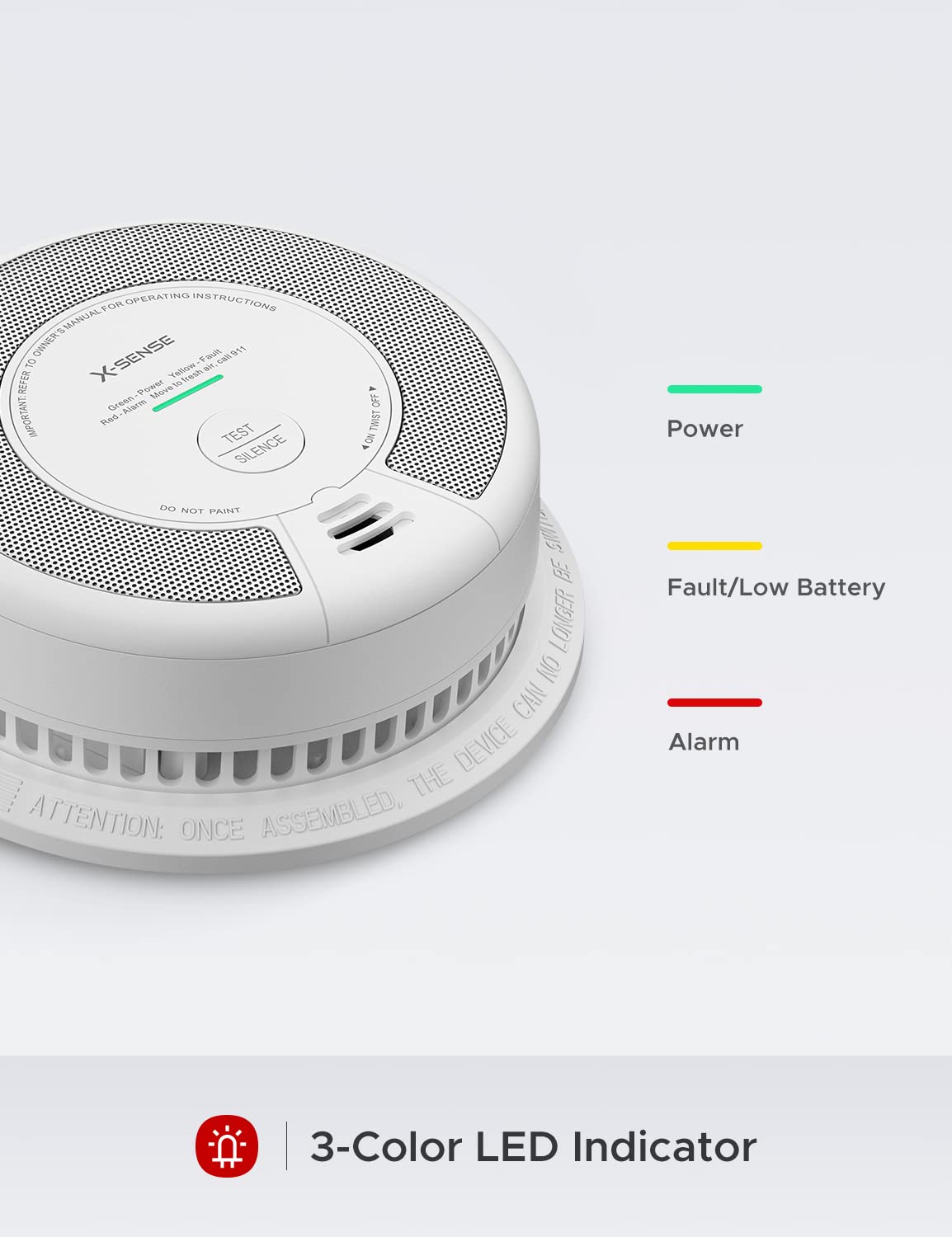 X-Sense 2-in-1 Smoke and Carbon Monoxide Detector Alarm (Not Hardwired), 10-Year Battery-Operated Dual Sensor Fire & CO Alarm, Compliant with UL 217 & UL 2034 Standards, SC06, Pack of 3