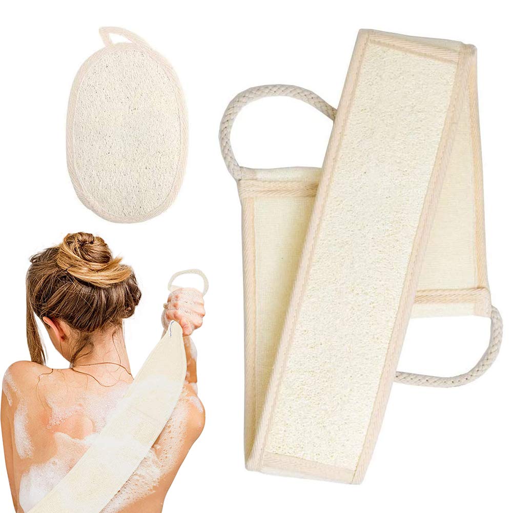 Loofah Sponge Back Washer Bath Set Gloves Biodegradable Sponge Shower Natural Sponge for Body Care Massage Anti Exfoliating Blood Circulation - Two Piece Set