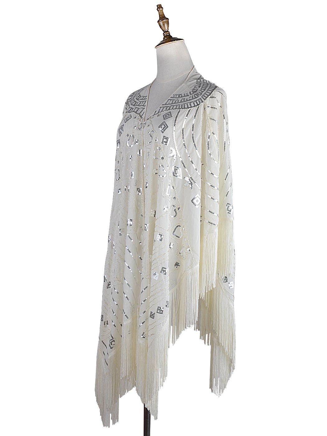 Anna-Kaci Women Oversize Hand Beaded Fringed Sequin Evening Shawl Wrap Cover Up Anna-Kaci Women Oversize Hand Beaded Fringed Sequin Evening Shawl Wrap Cover Up
