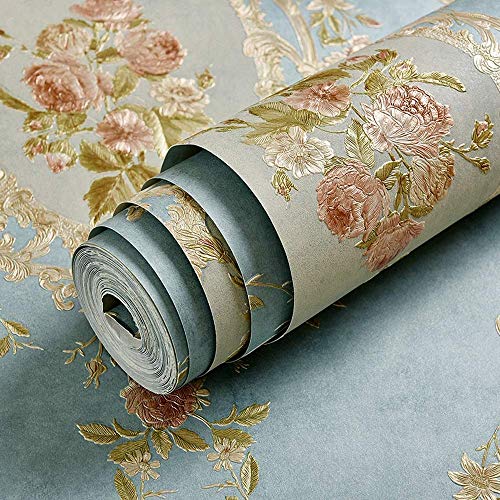 XHHWZB Victorian Damask Embossed Textured Wallpaper, Non-Woven 3D Print Environmental Durable Wallpaper for Home/Kitchen Office (Color : Style E)