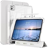 zoyu Hybrid Case for iPad Pro 11 Inch 2024 M4 5th Gen with Pencil Holder, 2 in 1 Detachable Trifold Sliding Cover with Clear Hard Back Shell, Supports Pencil Pro Charging, Gray