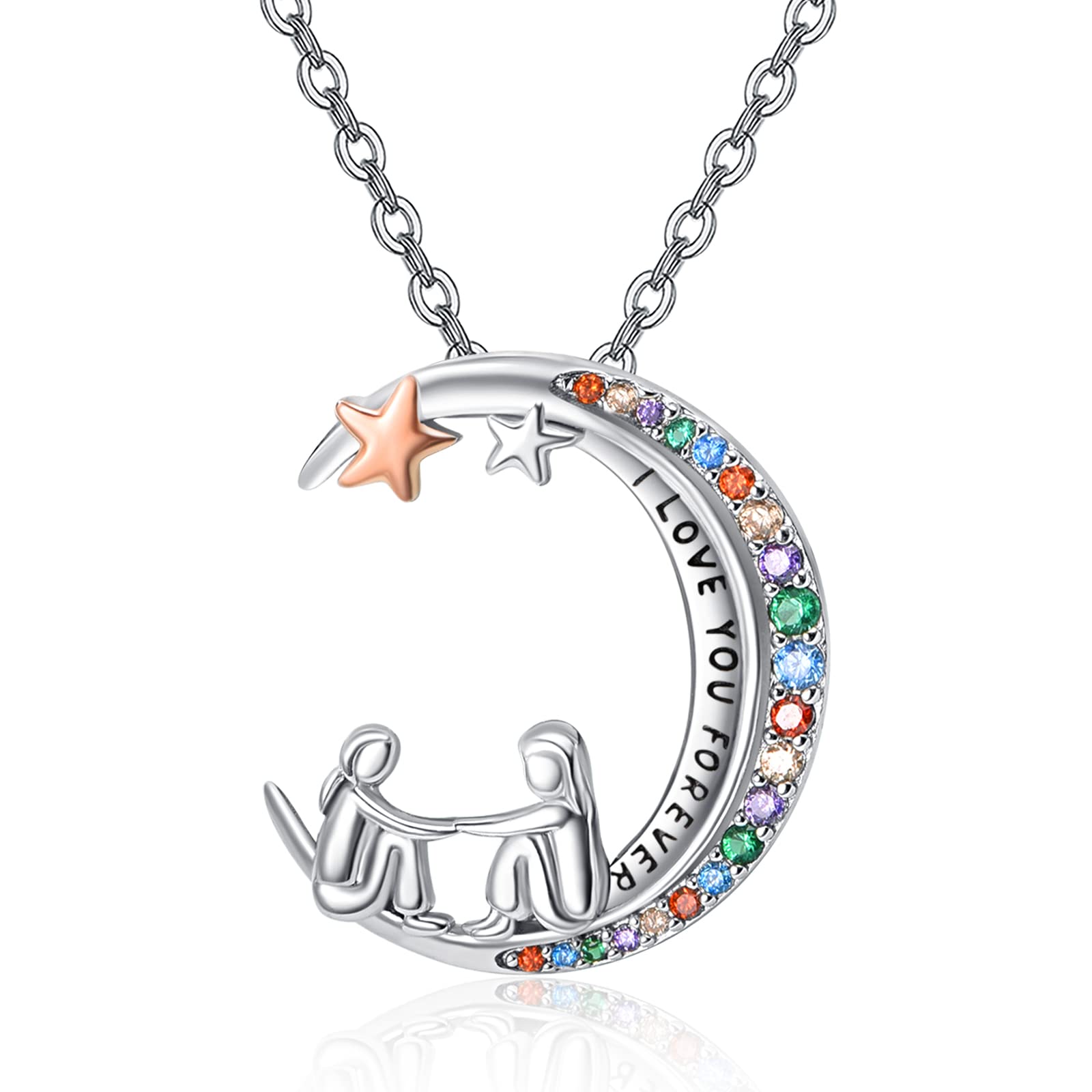 TANGPOET Sister Gifts from Sister 925 Sterling Silver Sister Pendant Necklace I Love You Forever Birthday Jewellery Gifts for Sisters