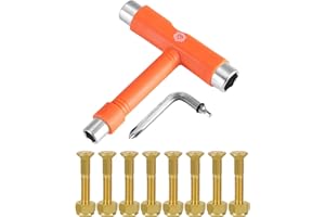 Panjshirv Skateboard Tools Skate Tools Multi-Function Portable Skateboard T Tool Accessory ，T-Type Allen Key and L-Type ，Skateboard Hardware Gold Bolts Set