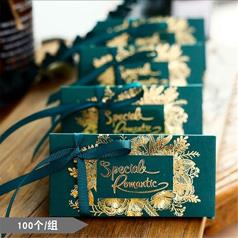 Amazon 100個 クリエイティブ スペシャルフォレスト テーマ 結婚式の記念品 キャンディーボックス チョコレートボックス 結婚式 パーティー用ギフトボックス リボン付き インテリア オンライン通販