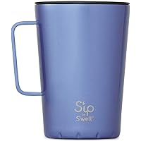 S'ip by S'well Stainless Steel Takeaway Mug - 15 Fl Oz - Blue Sky Metallic - Double-Layered Vacuum-Insulated Travel Mug…