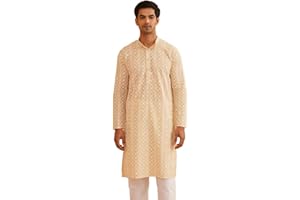 Sojanya (Since 1958 Men'S Ethnic Motifs Embroidered Regular Thread Work Cotton Long Kurta