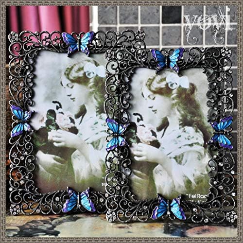 Betti 6/7 Inch European Retro Photo Frame, Butterfly Shape, Rectangular Photo Frame, Metal Material, Give Yourself The Best Gift