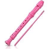 MoResolune Soprano Recorder for Beginners German Fingering 3-Piece (Pink) | Descant Flute in Key of C with Adjustable Thumb Rest, Cleaning Kit, &amp; Fingering Chart - Ideal for School Classroom &amp; Kids