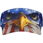 American Flag Independence Day Visor Hat, Fashion Sports Sun Visor Hat, Adjustable Golf Hat for Women Men