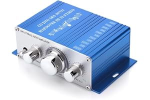 4 Channel Car Amplifier 12V, High Power Auto Audio Mini Amp for Car Speakers Subwoofer, Aluminum Alloy Body with FM Radio (Bl