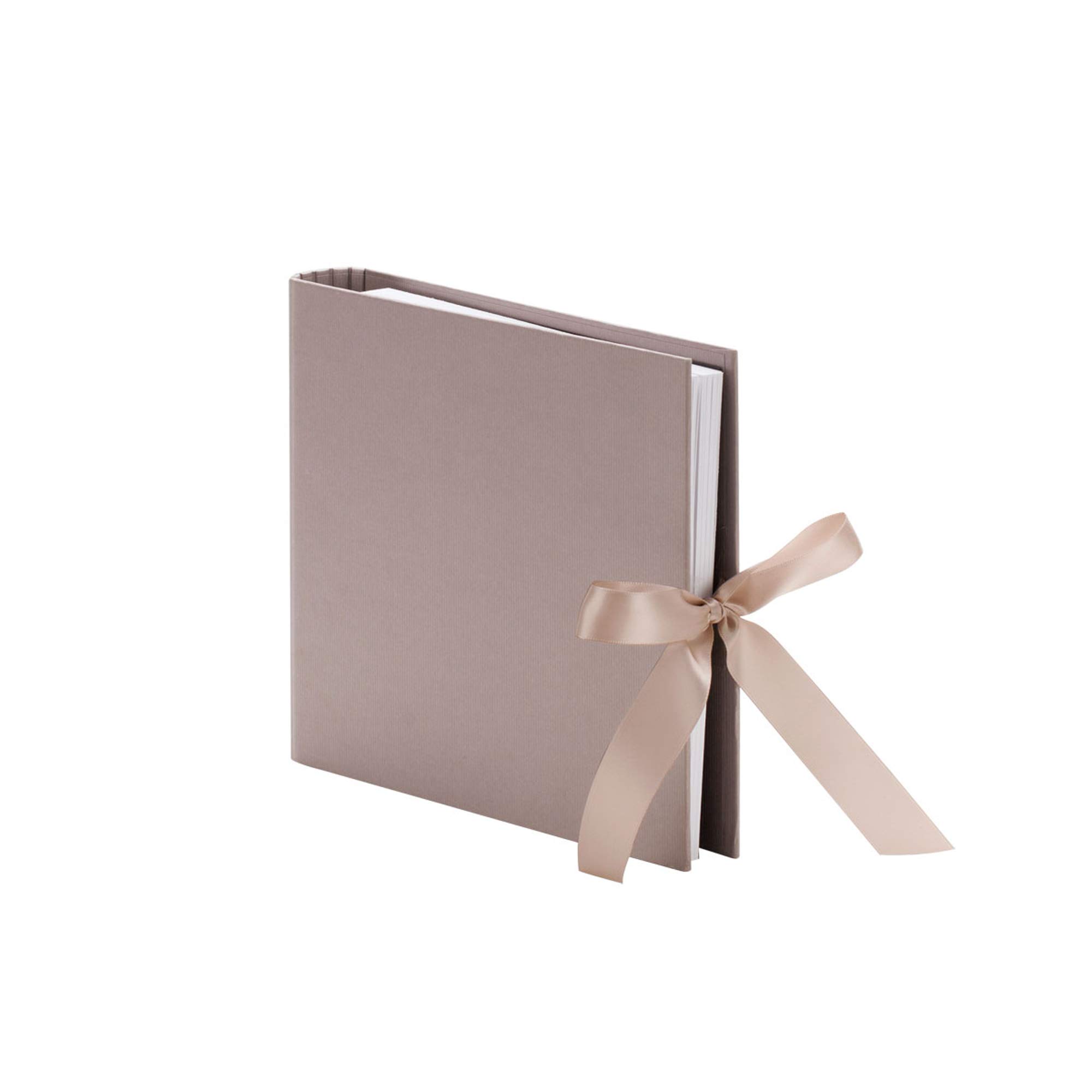 Photo Album/Guest Book 2 Ring Binder 25 Sheets 230x210 mm, Taupe with Bow