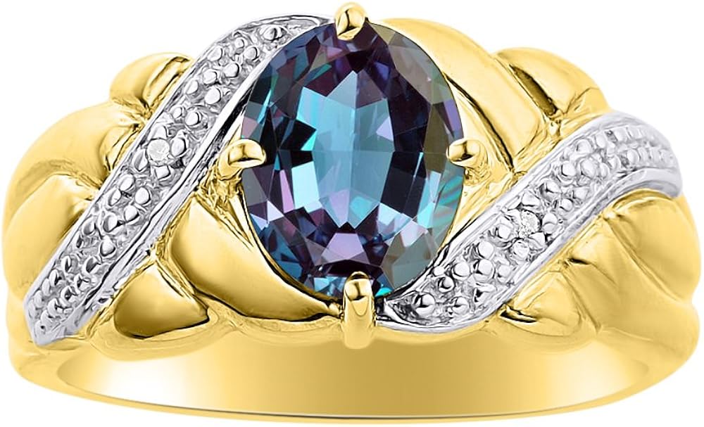 RYLOS Rings For Women 14K Yellow Gold Diamond & Simulated