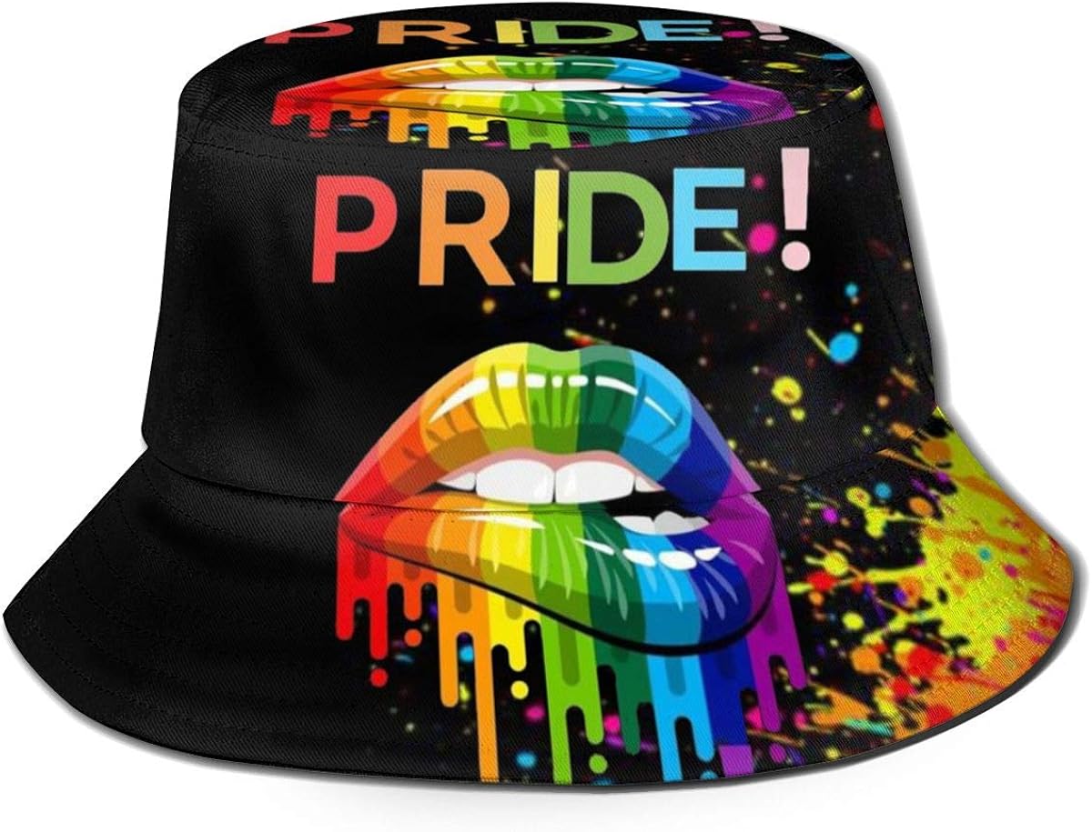 Gay Pride Cute Print Reversible Packable Bucket Hat Summer